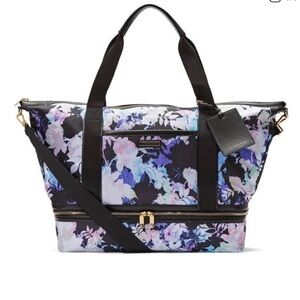 NWT VS Getaway Weekender Bag Floral Noir Black purple flower